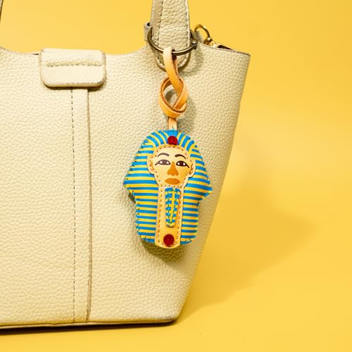 Travel Icon Leather Charm Keychain - Hand-Sewn Bag Charm for Car, Backpack Decoration, Gift for Women Men Kids - color: Sphinx