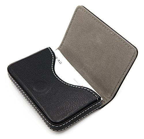 RFID Blocking Wallet - Minimalist Leather Business Credit Card Holder - Black - color: Black