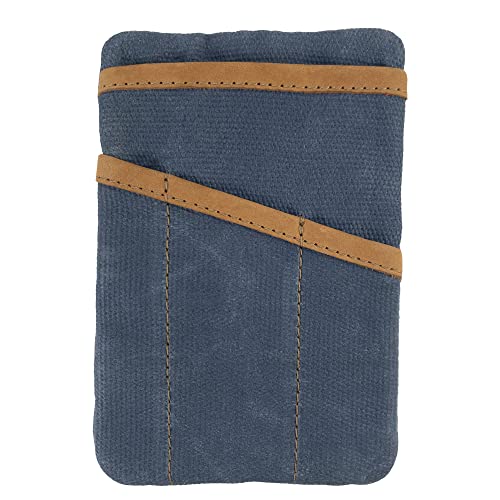 Hide & Drink, Multi-Tool Pocket Pouch, Compact Multipurpose EDC Zippered Bag, Mini Camping Tool Case, Waxed Canvas, Knife Holster, Handmade Slim Organizer - color: Blue Mar/Old Tobacco