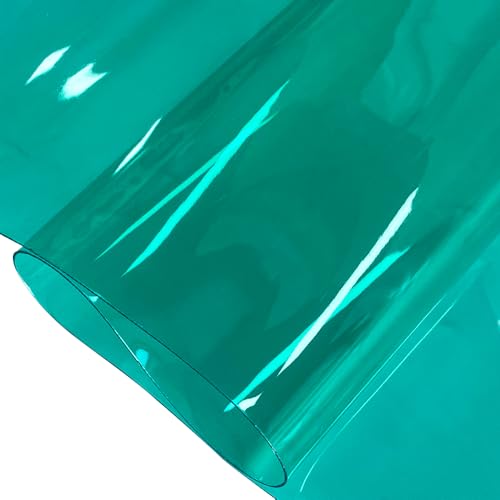 ONEART | 30 Gauge Leather Vinyl, Solid Color See-Through Waterproof Jelly Faux Leather for Women DIY Handbags Tote, 12" x 48" (Aquamarine) - color: Aquamarine