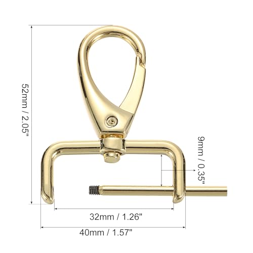 uxcell Swivel Clasps Hook, D Ring Detachable Snap Hardware Metal Lobster Claw Clasp Hook with Screwdriver - color: Gold, size: 38mm(1.5 Inch)