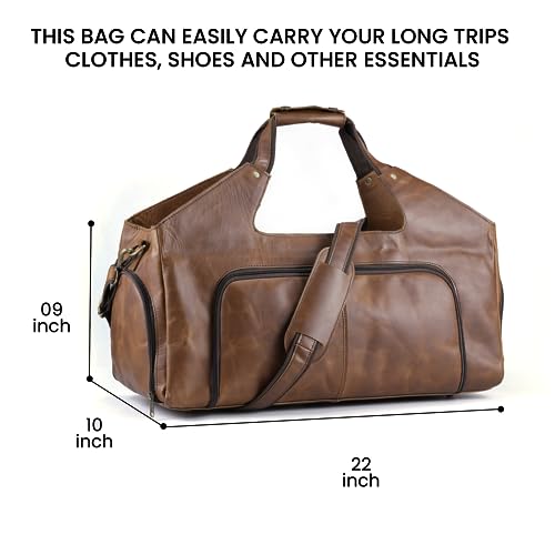 Full-Grain Leather Weekender Bag for Men 'Leather Wanderer' Small Weekend Carry-On Genuine Leather Travel Duffel Carry On Overnight Gym Bag