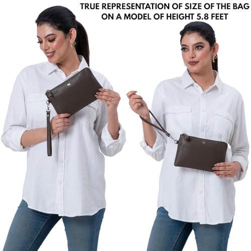 Leather Wristlet Wallet for Women Clutch Handbag Purse with Cell Phone Slot | Genuine Top Grain Leather, 8 Credit Card Slots, Detachable Strap, YKK Zipper, Gifts for Women - color: Brown Nappa
