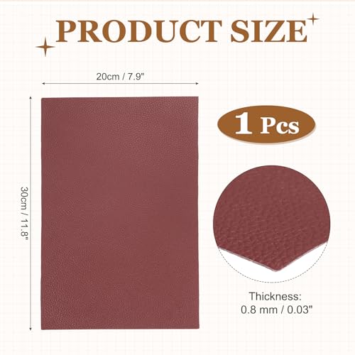 MECCANIXITY Top Grain Leather Sheet 11.8 x 7.9 Inch Natural Cow Leather 0.8mm Fabric Pieces for DIY Craft Furniture Office Belts Notebook Covers, Dark Red - color: Dark Red, size: 0.8mm