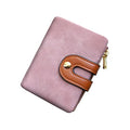 AOXONEL Women's Rfid Small Bifold Leather Wallet Ladies Mini Zipper Coin Purse id card Pocket,Slim Compact Thin - color: Pink