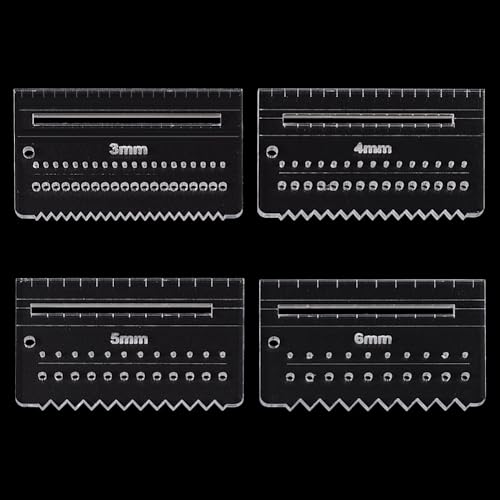 FINGERINSPIRE 4 PCS Clear Acrylic Leather Stitching Aid Plate 3/4/5/6mm Multifuction Stencil Template Leather Punching Tool Ruler Leather Stitching Aid Plate for Pulling Up Pricking Letherworking