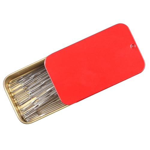 40PCS Large Eye Sewing Needles, 8 Sizes Hand Sewing Sharp Needles, Embroidery Needle, Leather Needle,Stainless Steel Yarn Needles with Threaders & Stitch Markers (Red) - color: Red