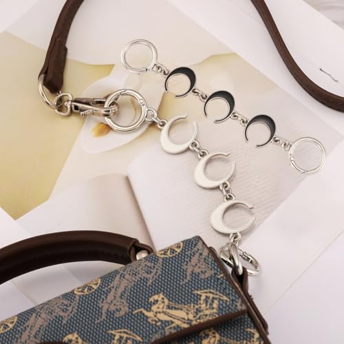 Anbys Silver Purse Extender Chain Bag Extender Chain Purse Strap Extender Bag Chain Charms(Moon White/Black) - color: Silver Moon(Black/White)