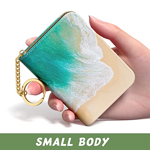 Credit Card Holder for Women, Small RFID Wallet Slim Leather Card Case - color: Beach, size: Keychain