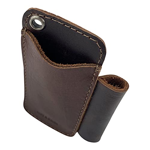 Hide & Drink, Tool Pocket Handmade from Full Grain Leather - Durable Accessory for Carrying Small Tools with Easy Attachment - Great for Screwdrivers, Multi-Tool, Flashlight and More - Bourbon Brown