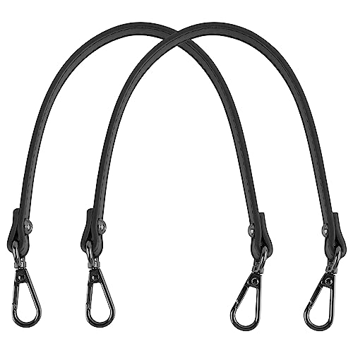 AUEAR, 2 Pack Small Purse Leather Handle Strap Replacement 12.59 Inches for Handbag Bag Black with Gun Lock - color: Black with Gun Black Lock