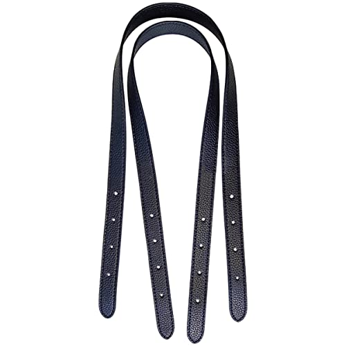 1 Pair 0.5 inch Wide Cowhide Leather Replacement Handles Pebble Purse Straps for Tote Bags Shoulder Bags - color: Pebble Black