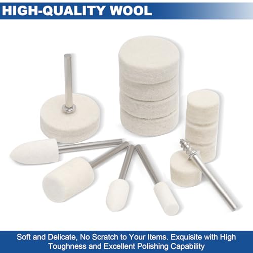 115PCS Polishing Buffing Wheels, 1/8" Shank for Dremel Tool Accessories | Pro Mini Felt Polishing Wheels for Dremel Polishing Kit, Wool Restoration & Buffing Kit for Metal, Jewelry, Watch, Brass