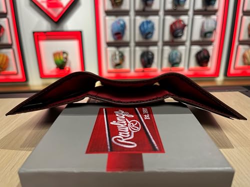 Rawlings | Men's Trifold Wallet Collection | Genuine Leather | Multiple Styles & Colors - color: Dark Brown | Debossed Logo