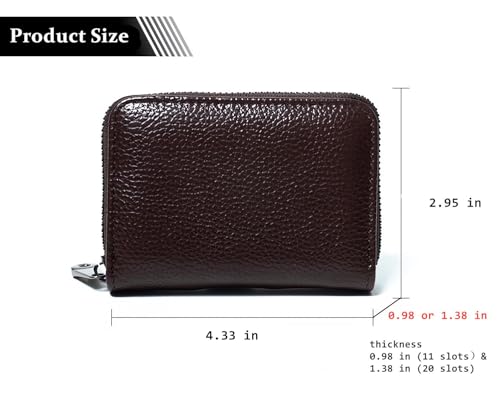 Credit Card Holder Genuine Leather Small Card Wallet (Black 11) | 11 Card Slots RFID Blocking Accordion Wallet with Zipper - color: Black 11