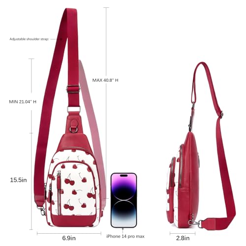 CLUCI Crossbody Bags for Women Men,Leather Sling Bag Cross Body Backpack for Woman Gifts for Women Birthday Unique - color: 1-1 Cherry