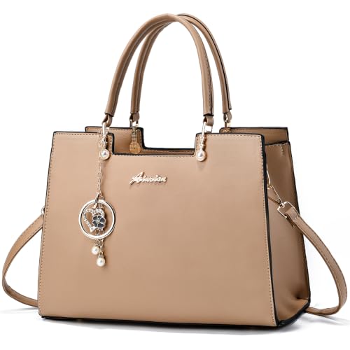 ALARION Purses and Handbags for Women Satchel Purse,PU Leather Tote Bag Crossbody Top Handle Bags with Zipper - color: Gm Khaki
