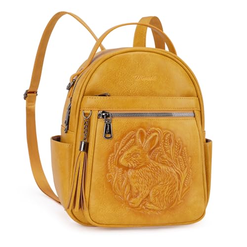 Mini Backpack Purse for Women,Vegan Leather Small Backpack for Daily | Embossed Lightweight Water-Resistance Travel Mini Fashion Daypack Bag,Ladies Casual Backpack Purse Gift Choice for Women - color: Yellow-rabbit