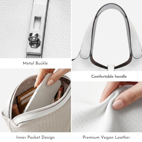 Tote Bag for Women Top Handle Handbag Satchel Bag for Women Vegan Leather Lock Design Bucket Purse for Work Evening - color: An