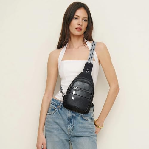 Leresas 7L Sling Bag for Women Crossbody Bag Sling Purse Fanny Packs Vegan Leather Chest Bag Trendy Handbag Travel Anti Theft - color: Black