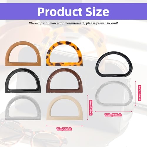 16 Pcs D Shape Purse Handles Replacement Set, Durable Resin Handbag Handles