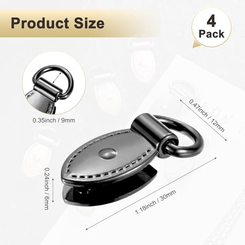 M METERXITY 4-Pack Bag Side Clip Buckle, Metal Purse Suspension Clasp Leaf Shape Handbag Chain Strap Connector with D Ring for Purse/Keyring/DIY Crafts Hardware Accessories [Dark Gray] - color: Dark Gray