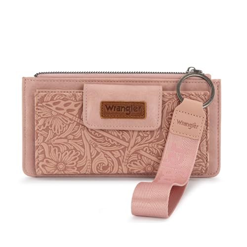 X Wrangler Western Wallet for Women Card Cases & Money Organizers Wristlet Wallet with Zipper Pocket - color: Pink