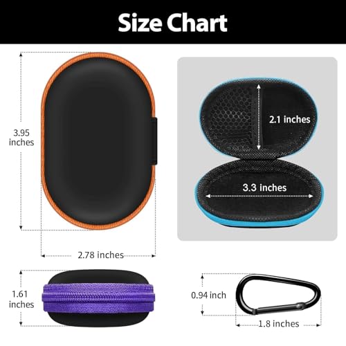 Oval Earbud Case Portable EVA Carrying Case Storage Bag Cell Phone Accessories Organizer with Carabiner for Earphone, Earbud, Earpieces, SD Memory Card, Camera Chips, Purple - color: E2-Oval Purple