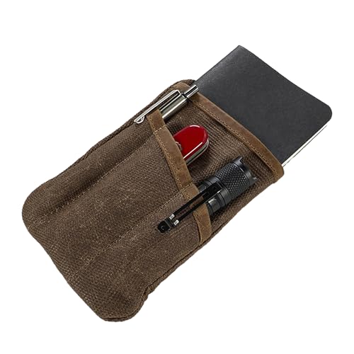 Hide & Drink, Multi-Tool Pocket Pouch, Compact Multipurpose EDC Zippered Bag, Mini Camping Tool Case, Waxed Canvas, Knife Holster, Handmade Slim Organizer - color: Honey Bourbon