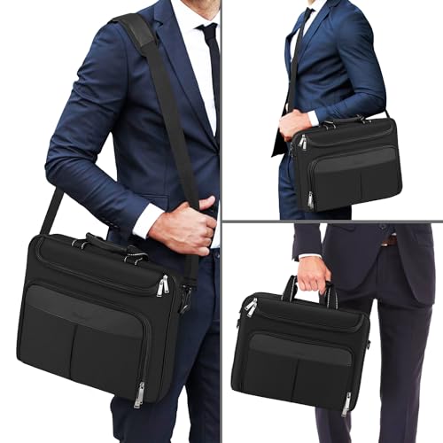 15.6-16.2 Inch Laptop Briefcase with Reinforced Shoulder Strap | Waterproof Messenger Bag for Men with Padded Handle, Business Travel Laptop Bag Compatible with Macbook Pro 16 inch - size: 15.6"-16"