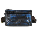 Water Resistant Canvas + Leather Hiking Riding Travel Fanny Waist Pack Small Phone Pouch For Men Women FB811-29 (100% Leather-The 8136 Blue) - color: 100% Leather-The 8136 Blue