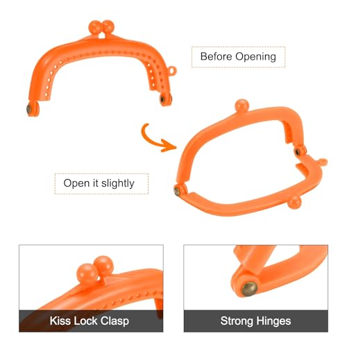 uxcell 5 Pcs Plastic Purse Frame, 8.5cm/3.3" Retro Arch Kiss Lock Clasp Frame Embossed for Purse Making, Handled Bag, Coin Bag Clutch Bag, Frame Hardware Replacements (Orange) - color: Orange