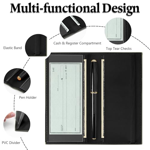 Airkit Boho Bird Checkbook Cover for Personal, PU Leather for Women | Check Book Holder, with Elastic Band, Pen Holder & Transparent PVC Divider for Duplicate Checks - color: Boho Bird
