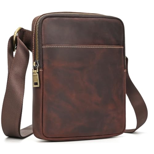 Leather Small Messenger Shoulder Bag for Men - color: 315 Coffee