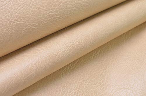 Wento Thick 3 Yard Faux Leather Fabric Soft Skin Grain PU Leather Fabric for Furniture Cover Reupholster Sofa Chairs Cushions Vinyl Upholstery (3 Yards, Beige) - color: Beige, size: 3 Yards (54" x 108")