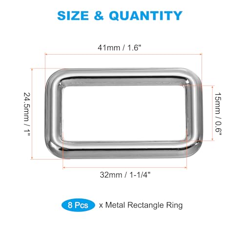 PATIKIL Flat Metal Rectangle Rings, Square Loop Webbing Belt Buckle for Strap Keeper Leathercraft Bag Belt DIY Purse Making - color: Silver, size: 3/4" / 19mm