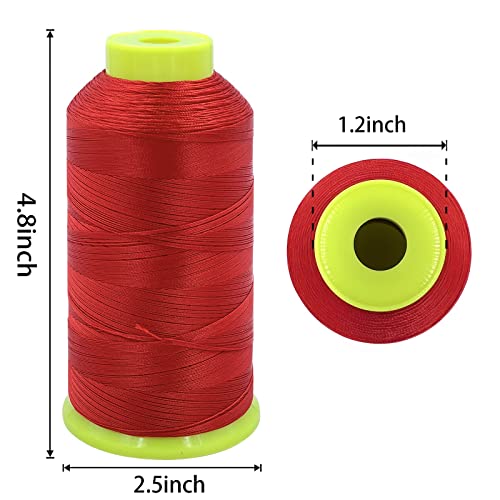 Tortoise 3 Cones Heavy Duty Thread of 2000 Yards Each Spool UV Resistant High Strength Thread # 69 T70 Size 210D/3 for Upholstery,Leather,Purses,Outdoor,Beading,Canvas Color Red - color: Red