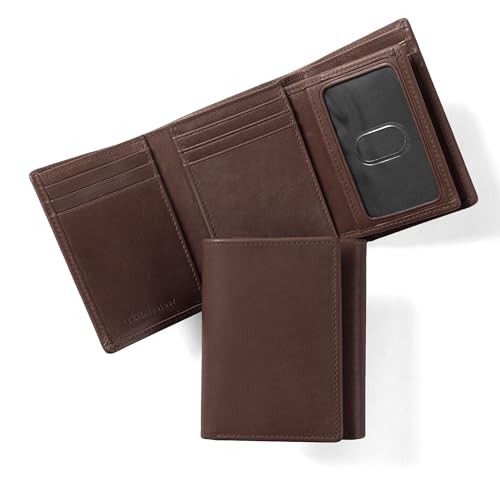 Premium Mahogany Men's Trifold Wallet with Removable Card Holder - Mahogany - color: Premium Mahogany, size: with Card Wallet