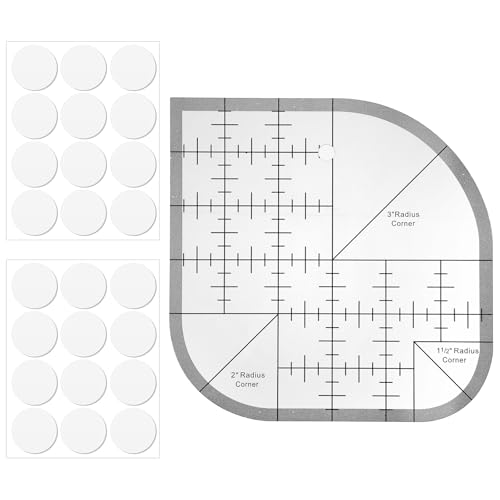 Curved Corner Cutter Quilting Ruler Acrylic Sewing Patchwork Ruler Quilting Templates for DIY Multifunctional Tool with 24pcs Silicone Anti-Slip mats Radius Corner Right Angle Transparent