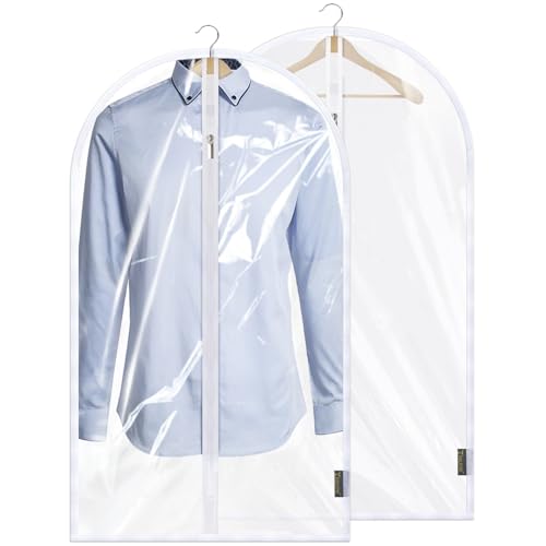 BALEINE 40'' Clear Garment Bags, 2 Packs PEVA Dress Bag for Closet Clothes Dresses Suit Coats Storage (Clear, 2PK) - color: Clear, size: 40" 2PK