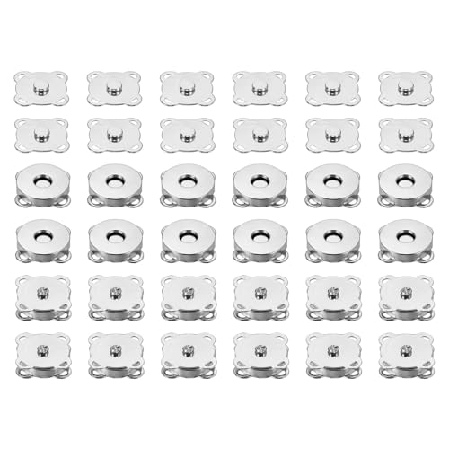PATIKIL 18mm Magnetic Snap Buttons Set, 12Pcs Copper Magnetic Purse Closure Fastener Clasps Replacement Tool Kit for Purses Handbags Clothes Sewing DIY Craft, Silver - color: Silver, size: 18mm
