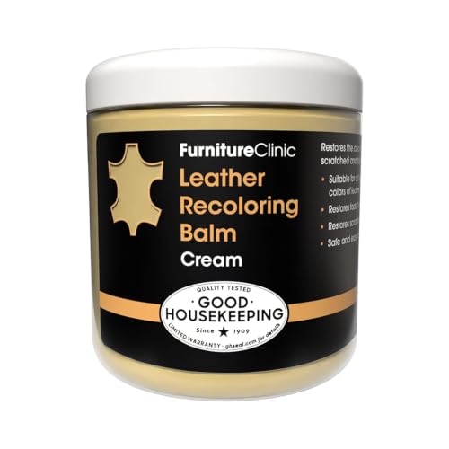 Furniture Clinic The Original Leather Recoloring Balm | Cream Leather Dye | Repair Scratched, Faded, & Worn Leather | Restore Your Leather Couches, Sofas, Car Seats, and Furniture | 250 ml / 8.5 fl oz - color: Cream, size: Balm