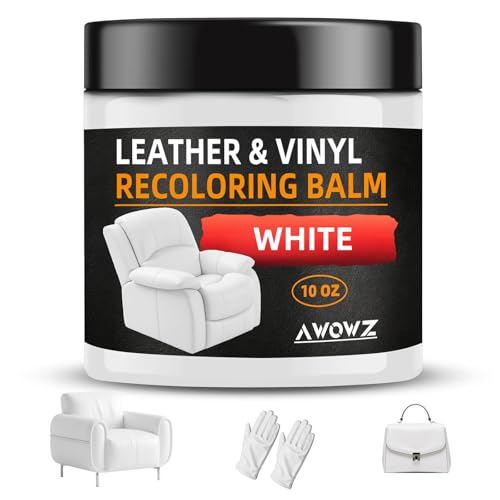 Leather Recoloring Balm - Scratch Repair & Color Restore Kit for Faded Leather, Leather Couch & Car Seats - 10OZ Leather Restorer Balm for Furniture, Auto Interior, Vinyl, Accessories (White) - color: White, size: 10 OZ