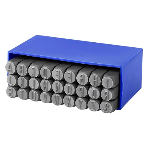 Letter Stamp Set, 1/2"(12.5mm) Spring Steels Stamping Kit, A-Z 27PCS Metal Punch Press Tool for Metal Plastic Wood Leather & DIY Work - size: 1/2"(12.5mm)-L
