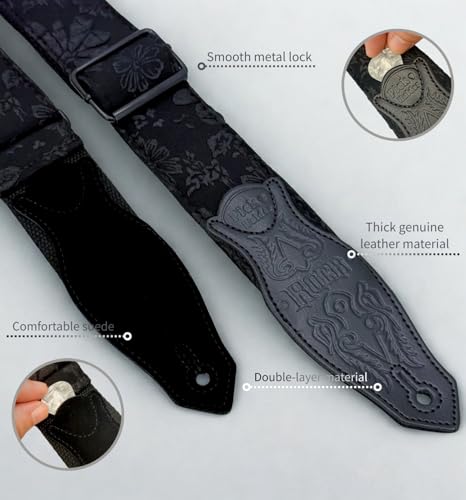 rockyou 2 Inch Woven Jacquard Embroidery Bass Guitar Strap (Hidden Bloom) - color: Hidden Bloom