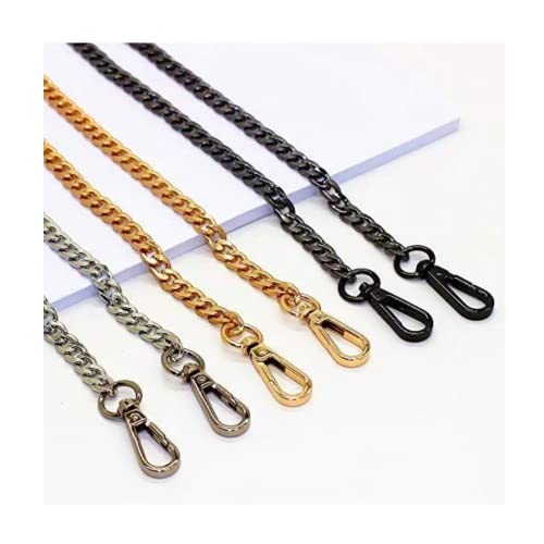 55" Black Heavy Duty Flat Iron Chain Purse Strap for Purse Handbag | Adjustable replacement shoulder strap, Flat Chain Strap with Connectors, universal accessory fit purses handbags (Gun-Black) - color: Gun-black