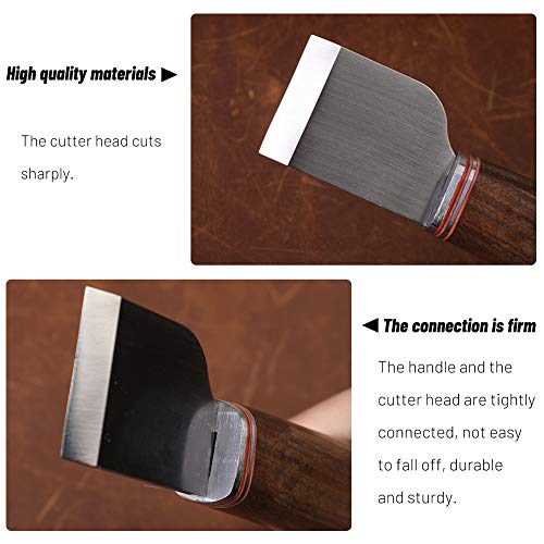 Leather Skiving Knife with Wooden Handle Leather Skiver Cutting Knife