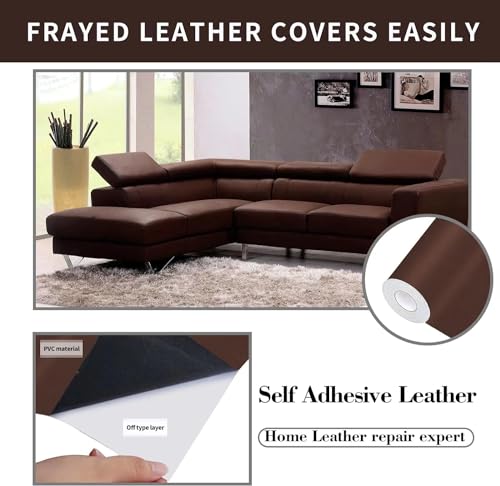 Lifeshoon Leather Repair Patches, Self Adhesive Vinyl for Couches Furniture - color: Brown, size: 17X79 inch