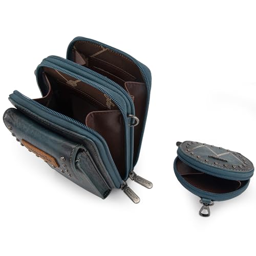 Wrangler 3Pcs Doctor Bag Sets for Women Top-handle Satchel Bag with Cell Phone Handbag and Coin Purse - color: Jet Oxford Jean