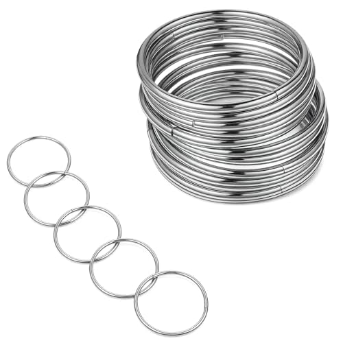 12 PCS 304 Stainless Steel O Rings, 2 Inch Solid Welded Heavy Duty Metal Rings for Crafts, Stainless Steel Ring for Macrame Dog Collars Sewing, Smooth Seamless O-Rings for DIY Camping Hardware